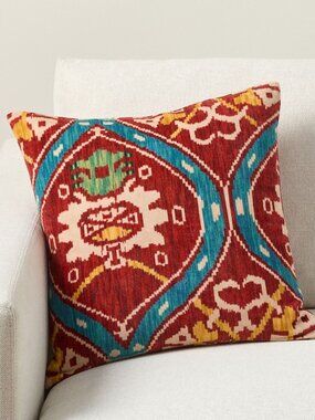 Pottery Barn Zoey Pillow Cover Aztec Southwestern Print Red Blue 18" Square NWT